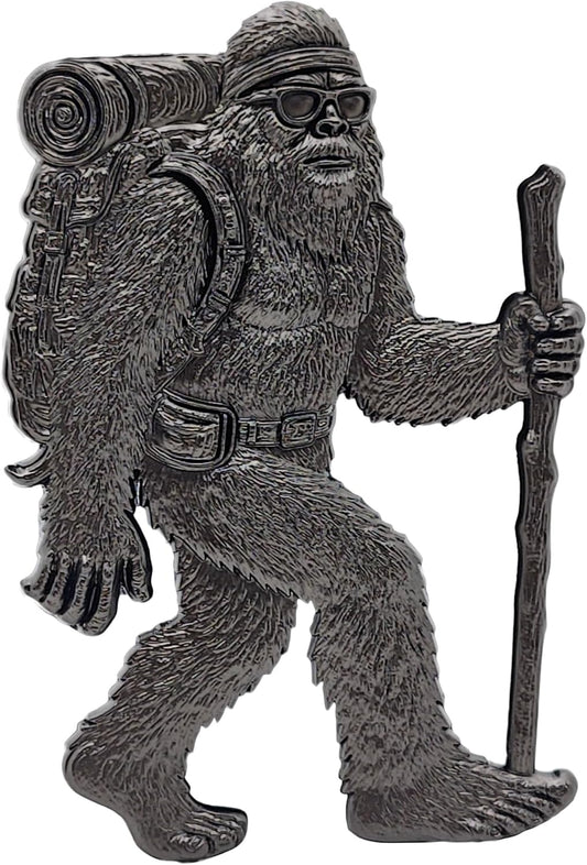 Bigfoot Camping Emblem – 3D Metal Sasquatch Badge for Cars, Campers, and Coolers (Black)