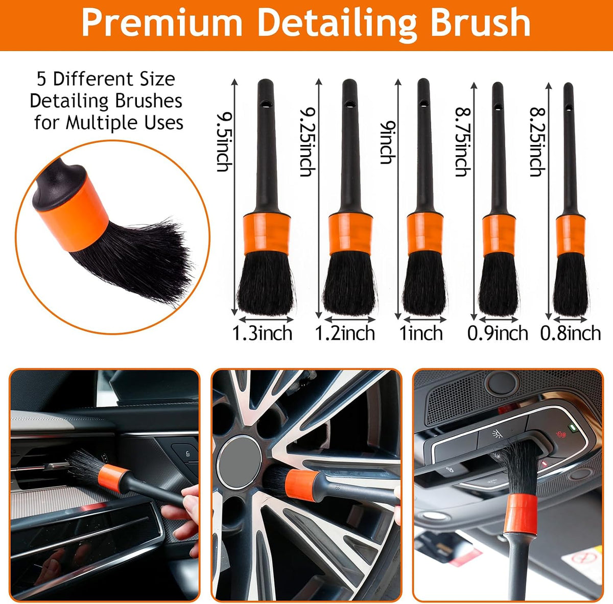 THINKWORK Windshield Cleaner Tool, Car Detailing Kit Interior, Car Cleaning Kit Interior and Exterior Detail Brush, Auto Supplies & Accessories for Men Women