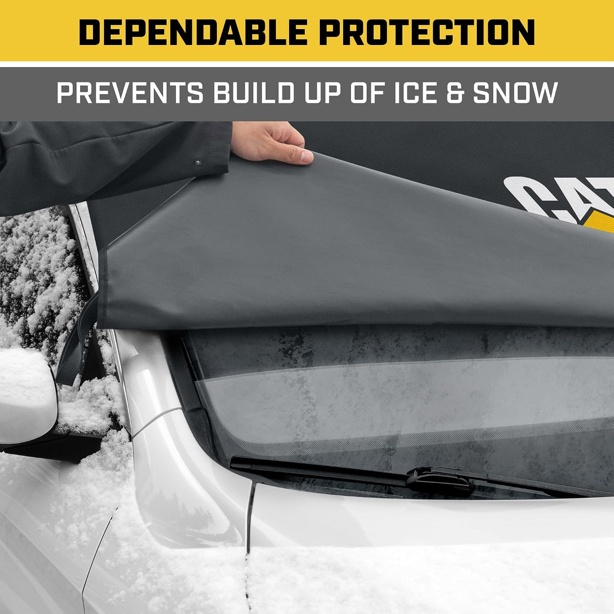 Cat® Windshield Snow Cover, Toughest Car Frost Protector for Ice & Sleet, Weatherproof for Winter, Includes Anti-Theft Straps, Freeze Protector for Auto Car Truck Van SUV, Wide Size 78"x45" inch,Black
