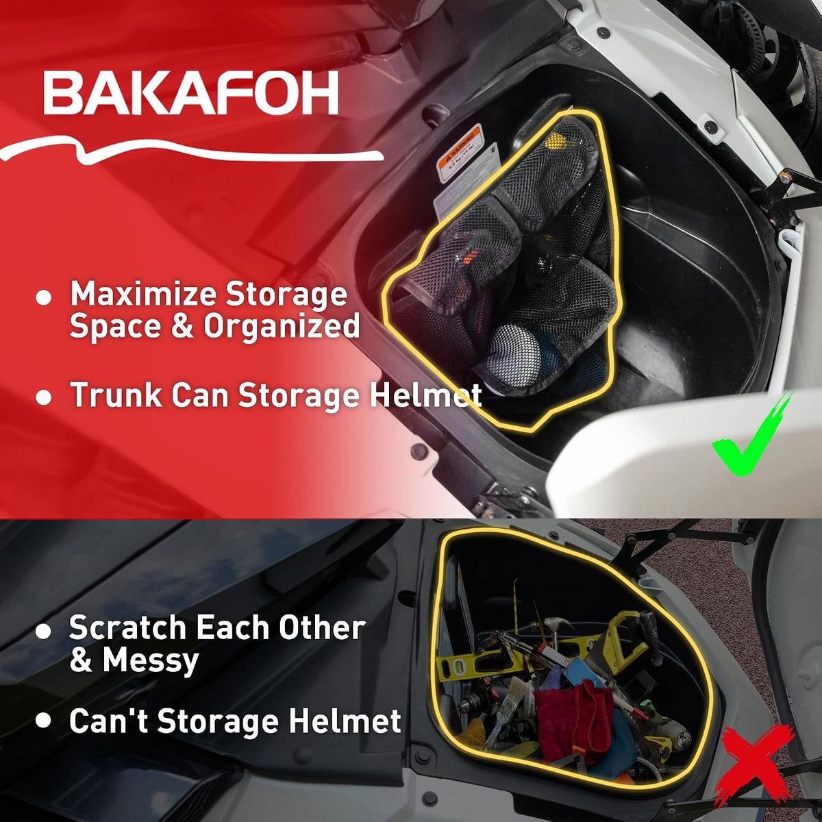 Black Style Removable 3 & 5 Mesh Pockets Front Trunk Organizer Frunk Tool Bag Set For Can Am Spyder F3 F3-S F3-T F3-L 2015+ Accessories