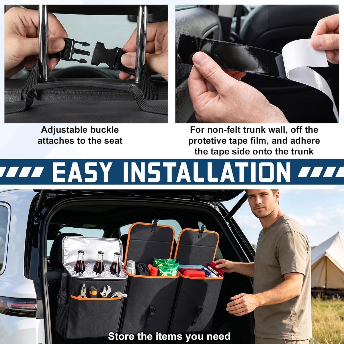 GDNasist Car Trunk Organizer, Backseat Hanging Organizer for SUV/MPV/Truck