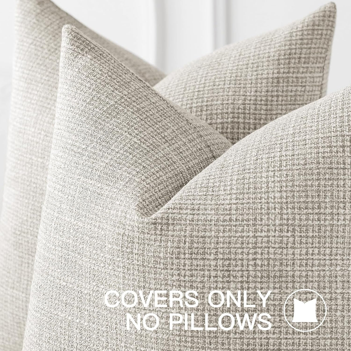 OTOSTAR Linen Throw Pillow Cover Set of 1 Decorative Square Pillowcases Cushion Covers 24x24 Inch for Home Decor Sofa Bedroom Car 60 x 60CM Beige