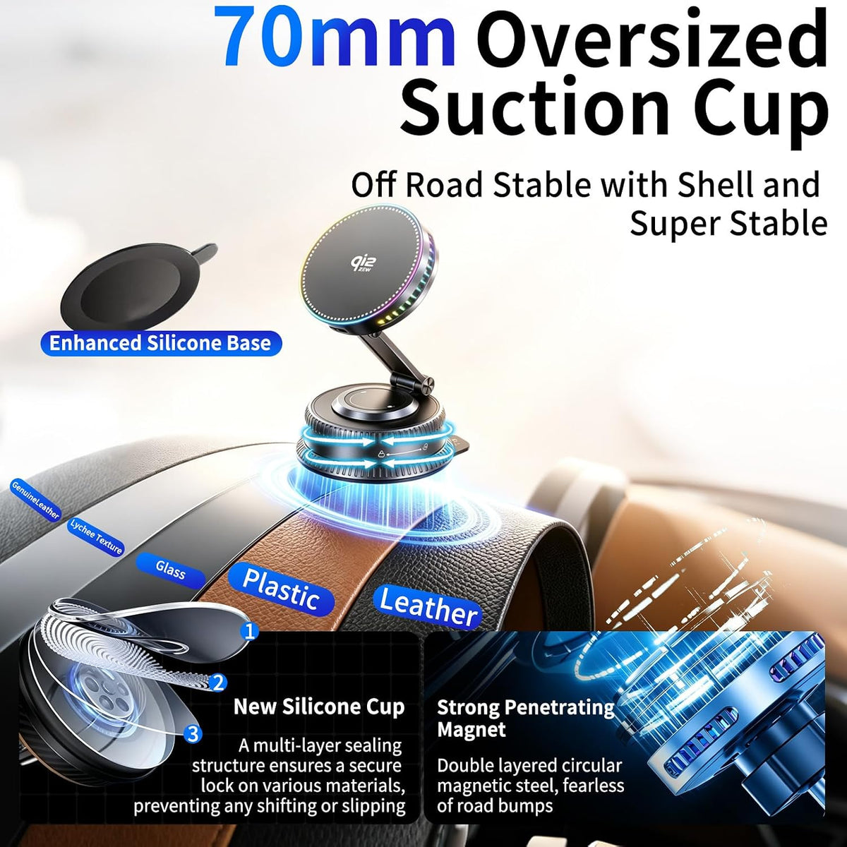 for Qi2.2 25W MagSafe Car Mount Charger, Cooling Fan, 75W Fast Adapter
