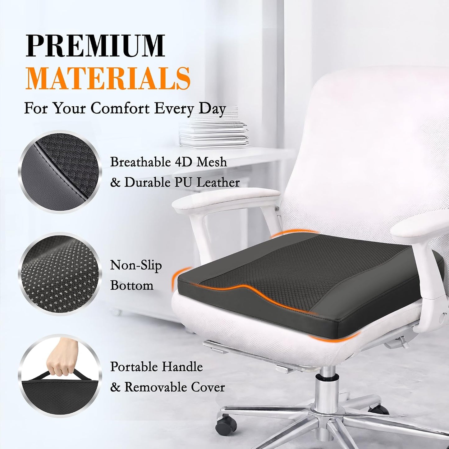 Lofty Aim Car Seat Cushion, Comfort Memory Foam Car Cushions for Driving - Sciatica & Lower Back Pain Relief, Driver Seat Pillow for Auto, Office Chair, Wheelchair - Black