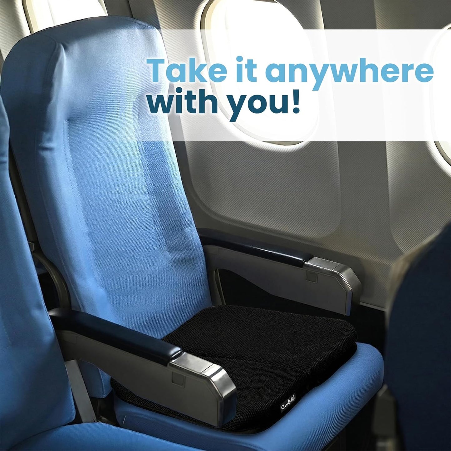 ComfiLife Ergo-Gel + Comfort Foam Airplane Seat Cushion – Travel Seat Cushion – Compact, Foldable, Portable Comfort