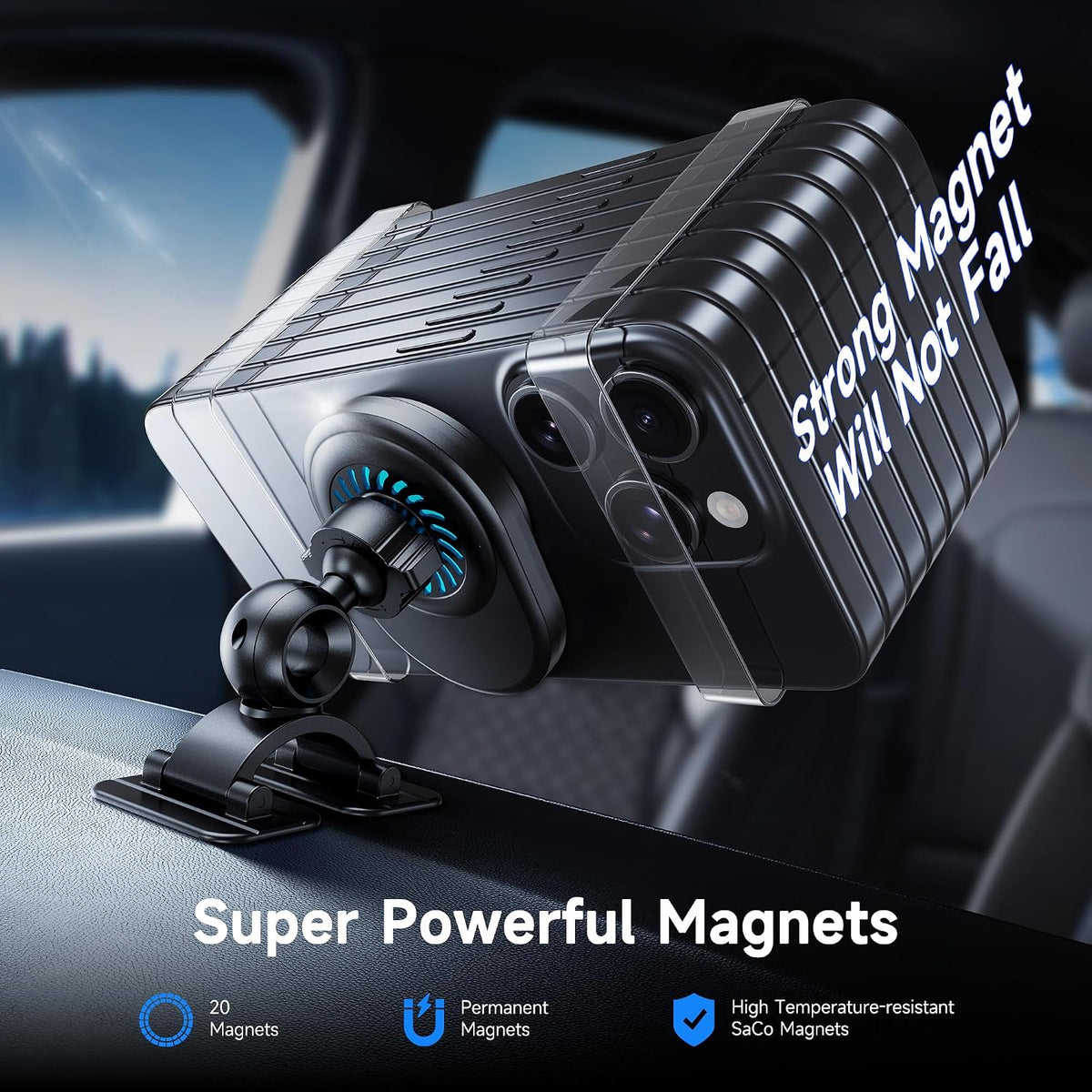 for 25W MagSafe Car Mount Charger Built-in Cooling Fan, Dashboard & Vent, Fast Charging Car Phone Holder 25W Magnetic Wireless Car Charger for iPhone 18/17/16 Series/Samsung Series