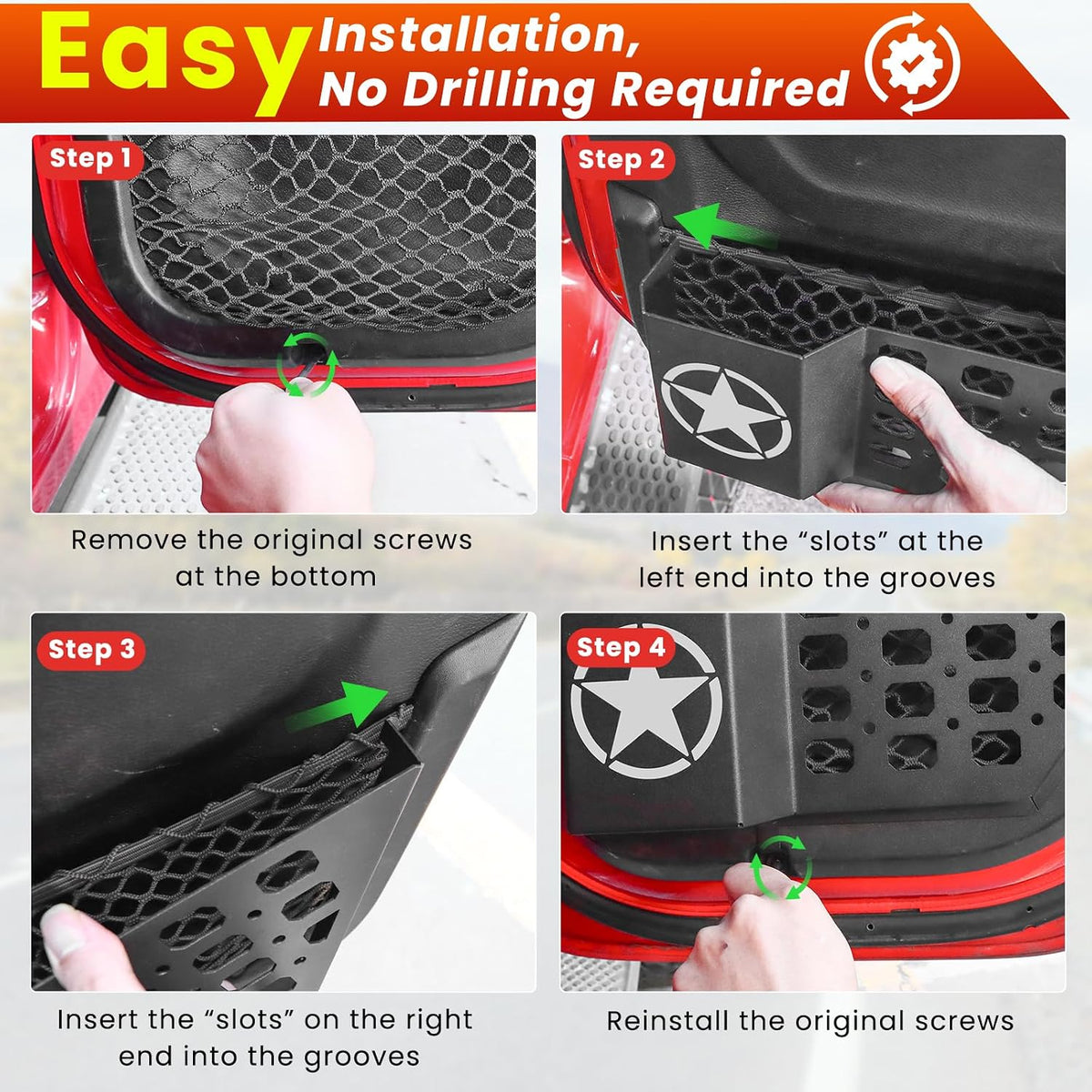 Eamplest Metal Rear Door Storage Box for Jeep Wrangler JL JLU 2018-2026