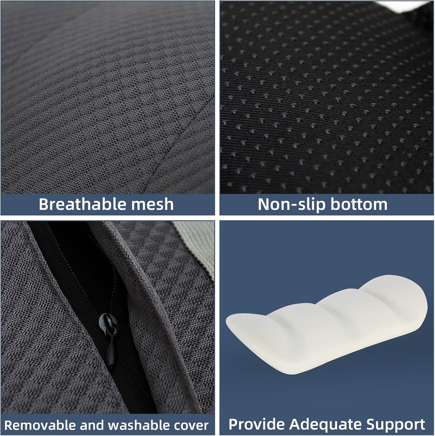 KAYI Lumbar Support Pillow for Car, Memory Foam Lumbar Pillow with Adjustable Straps, Lumbar Support Pillow for Office Chair, Back Support for Car, Sitting, Driving, Traveling (1, Gray)