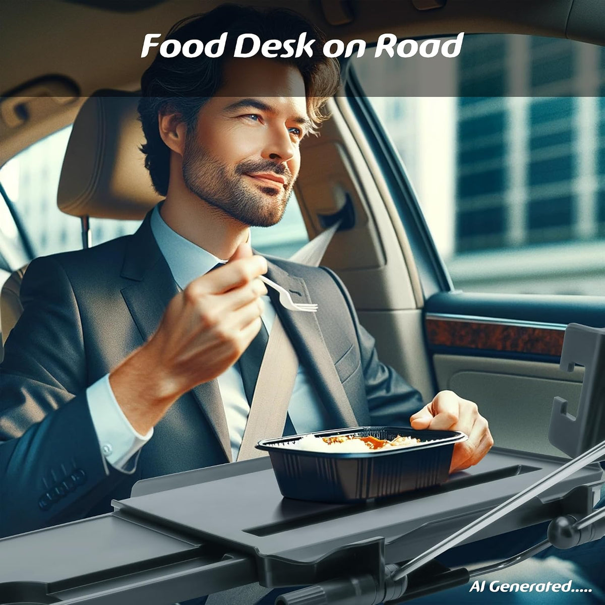 Large Car Steering Wheel Tray Back Seat Headrest Tray with Phone Holder, Steering Wheel Desk Food Table for Car Laptop Mount Steering Wheel for Large SUVs, Trucks & Vans,14"