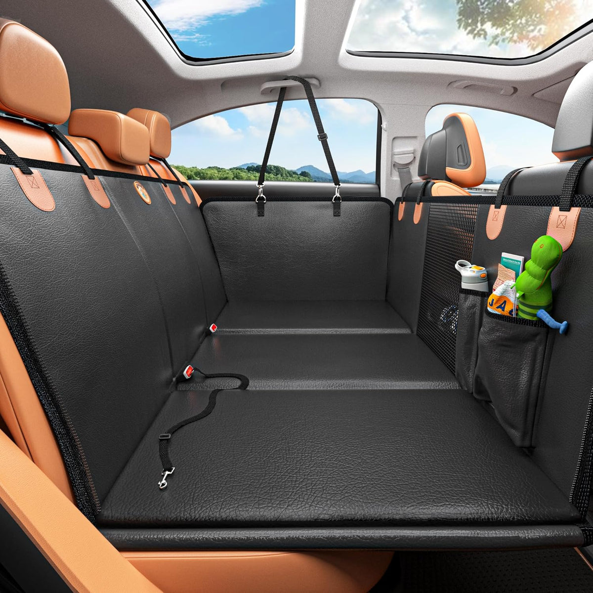 MYJAQI Back Seat Extender for Dogs, Hard Bottom Dog Truck Car Seat Cover