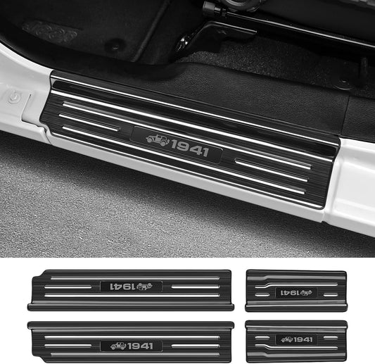 4PCS Door Sill Protector for Jeep Wrangler JL JLU 2018-2026 & Gladiator JT 2020-2026 Accessories Stainless Steel Front and Rear Door Car Pedal Kick Protection (Black Brushed)