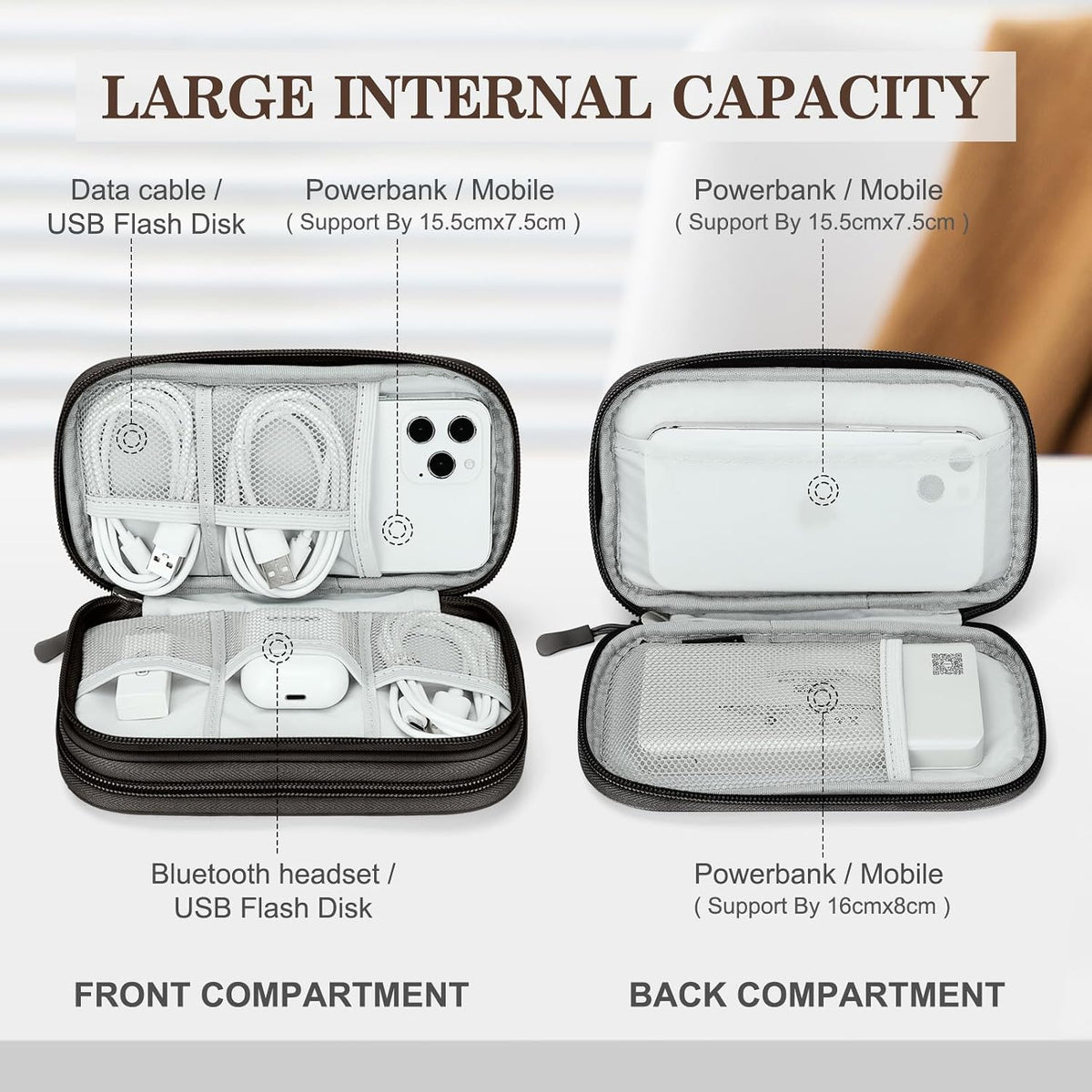 FYY Electronic Organizer, Travel Tech Pouch Bag, Cable Organizer Coffee