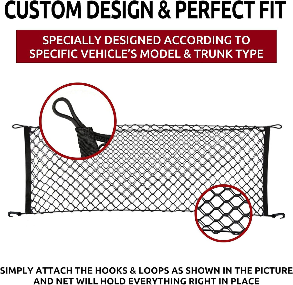 Envelope Style Trunk Mesh Cargo Net for Mercedes Benz GL350 GL450 GL550 GL63 2007-2013 - Car Accessories - Premium Trunk Organizers and Storage - Cargo Net for SUV - Vehicle Carrier Organizer