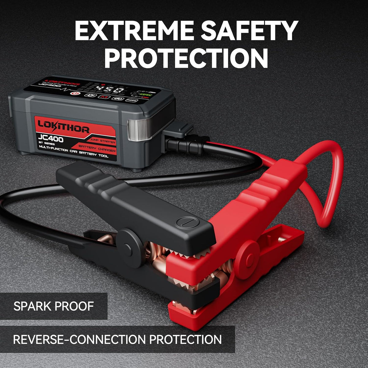 LOKITHOR JC400 2A/1A/750mA 6/12V Car Battery Charger & 2500A Jump Starter