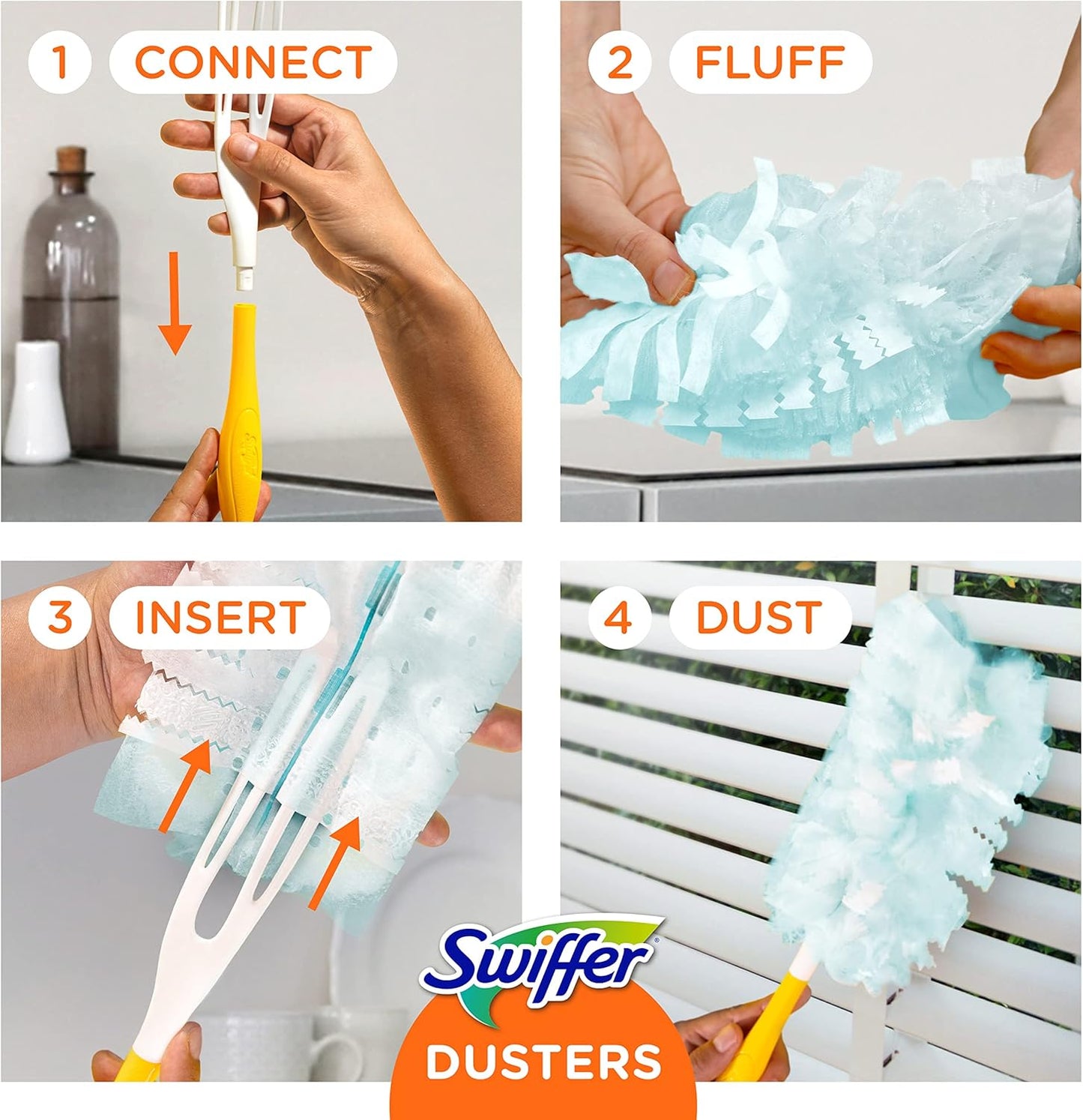 Swiffer Dusters Refill for Cleaning, Made by SWIFFER, Feather &amp; Microfiber Duster Disposable Alternative, for Dusting Furniture, Blinds, Ceiling Fans, Walls, Helps Remove Allergens, Unscented, 18ct