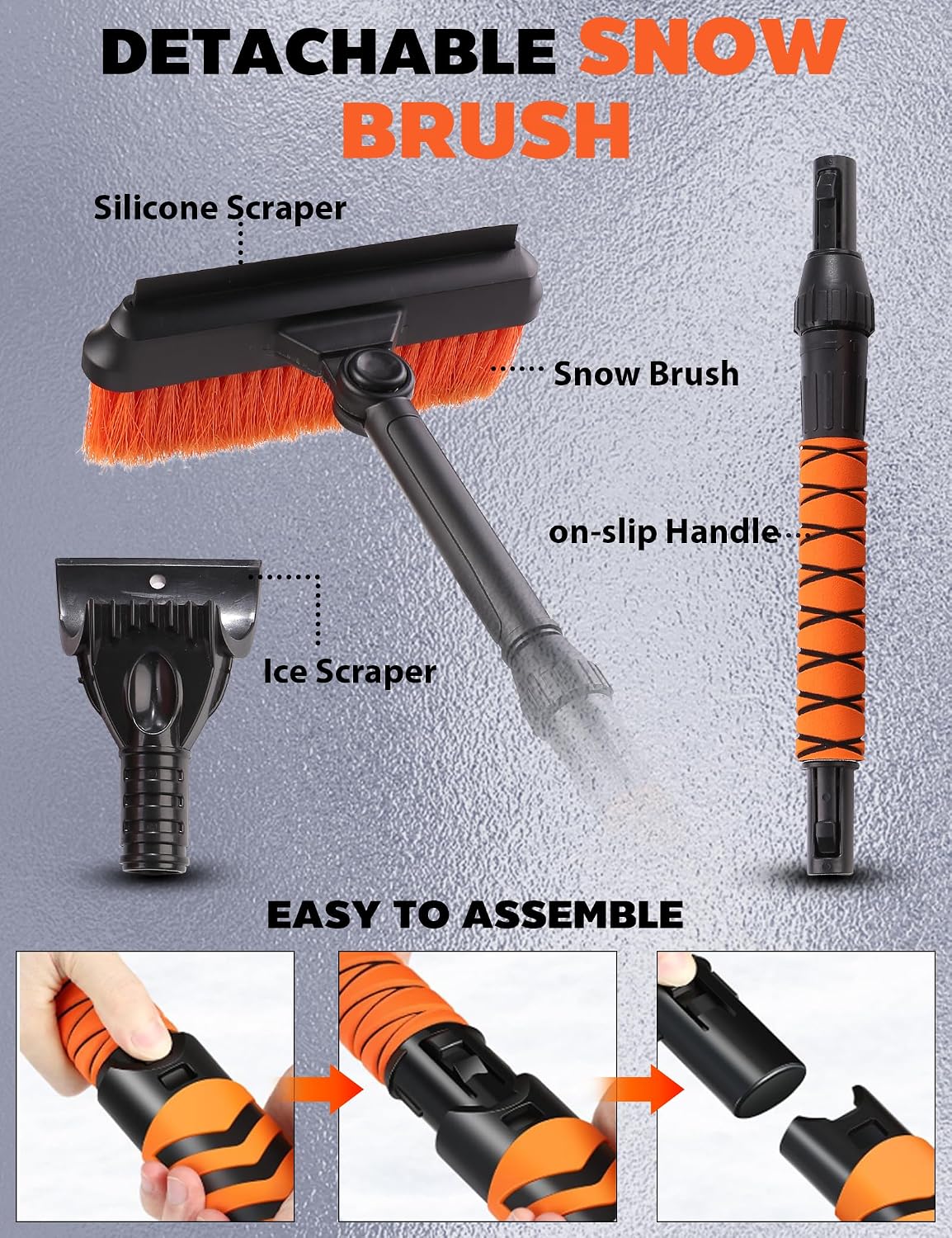 31.5" Ice Scrapers for Car Windshieldand and Extendable Snow Brush for Car with Foam Grip,360° Pivoting Brush Head for Car Truck SUV Home Winter Snow Removal