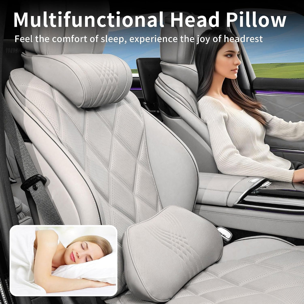 Lumbar Support Pillow for Car Seat, Office Chair, Off-White, 1PC