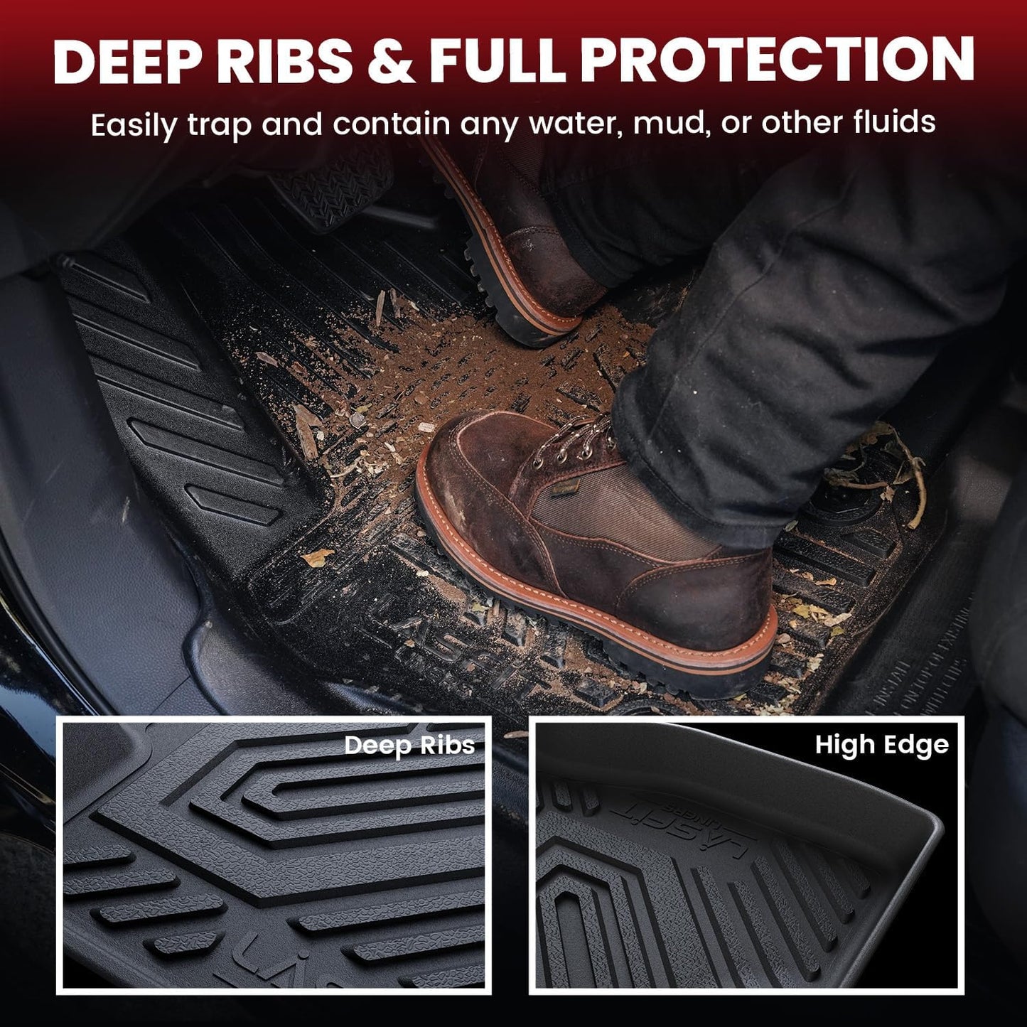 LASFIT Floor Mats &amp; Cargo Mat for Nissan Pathfinder 7/8 Seats 2026 2025 2024 2023 2022, All Weather TPE Custom Fit Floor Liners for Pathfinder Car Mats &amp; Trunk Mats Accessories, Black