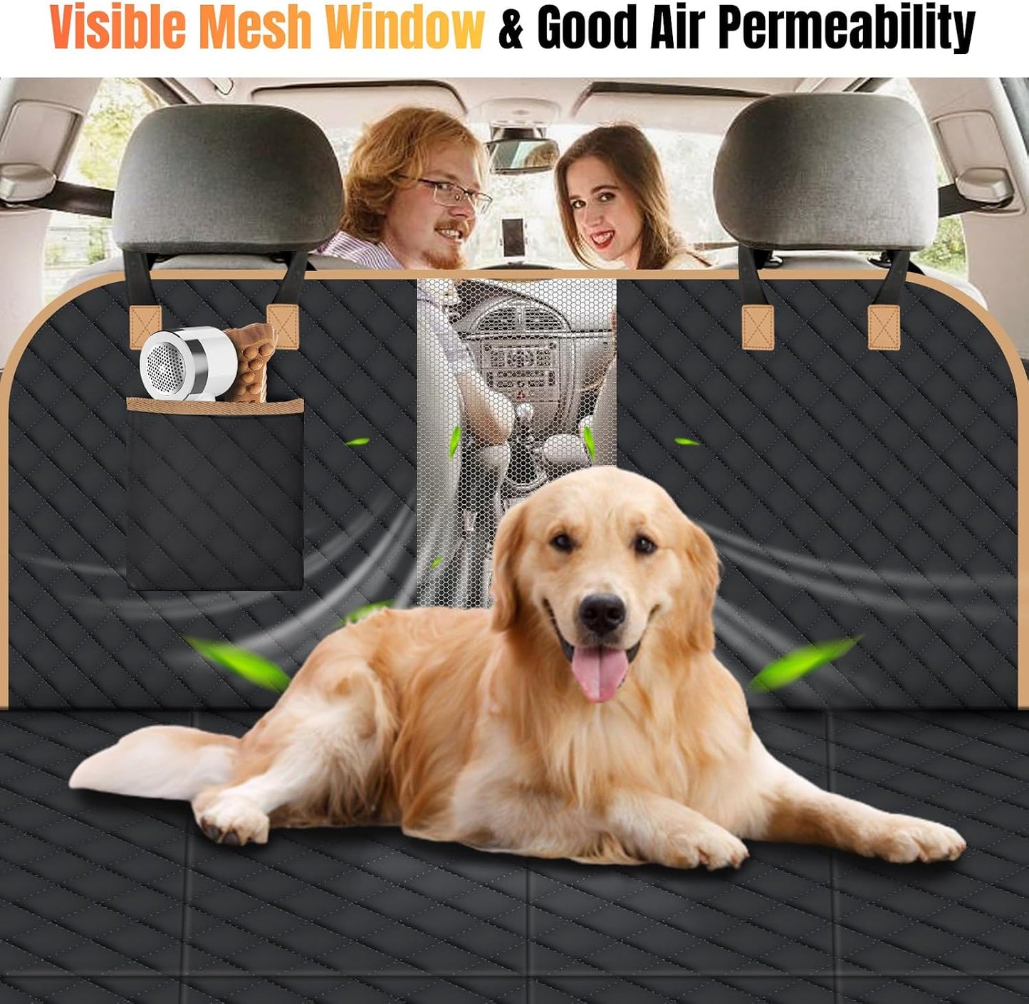 Hard Bottom Dog Car Seat Cover for Back Seat, Holds 420lbs - Waterproof Sturdy Nonslip Hammock for Cars/Trucks/SUVs - Easy to Clean & Safe Backseat Extender for Large Dogs