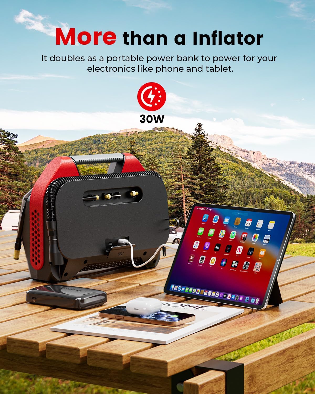 ETENWOLF S6SE Tire Inflator Portable Air Compressor, Cordless Air Pump