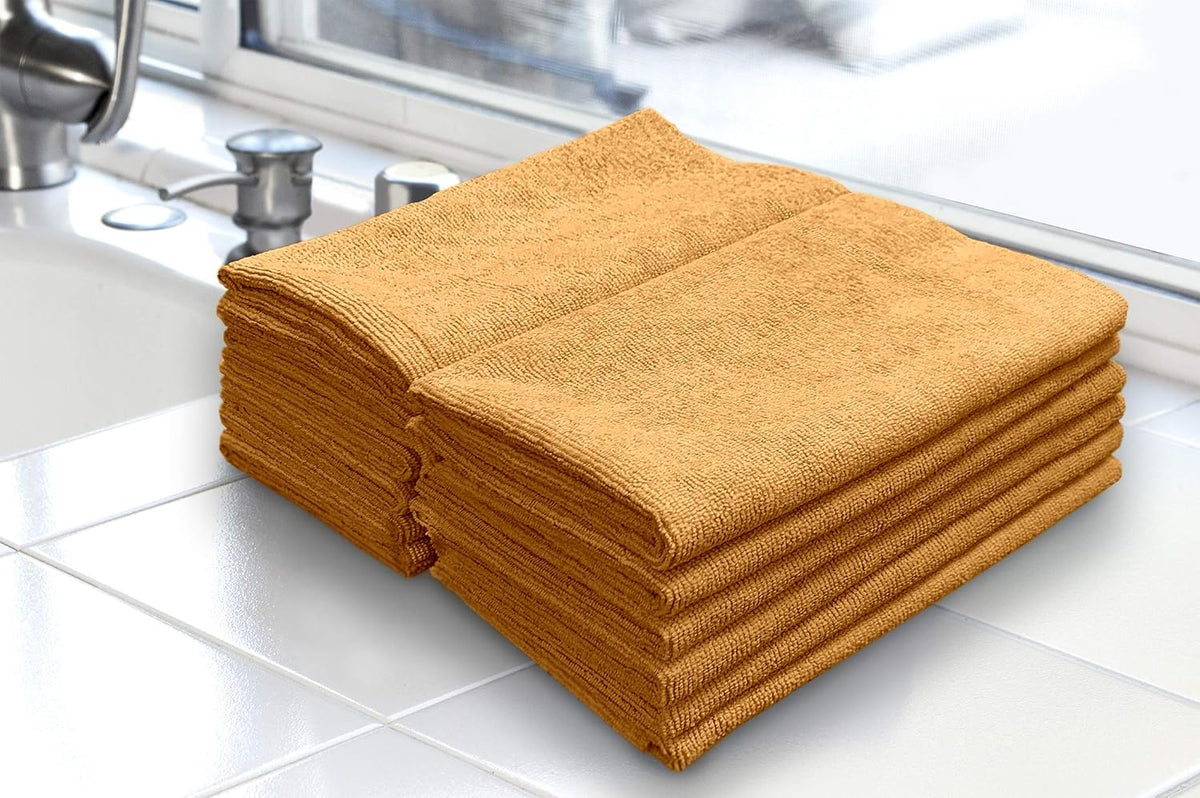 Detailer's Preference Premium Edgeless Microfiber Towels, 350 GSM, Ultra Soft, Lint-Free, Streak-Free, Scratch-Free, Highly Absorbent, for Auto, Home, and Detailing,16x16, 12-Pack, Orange