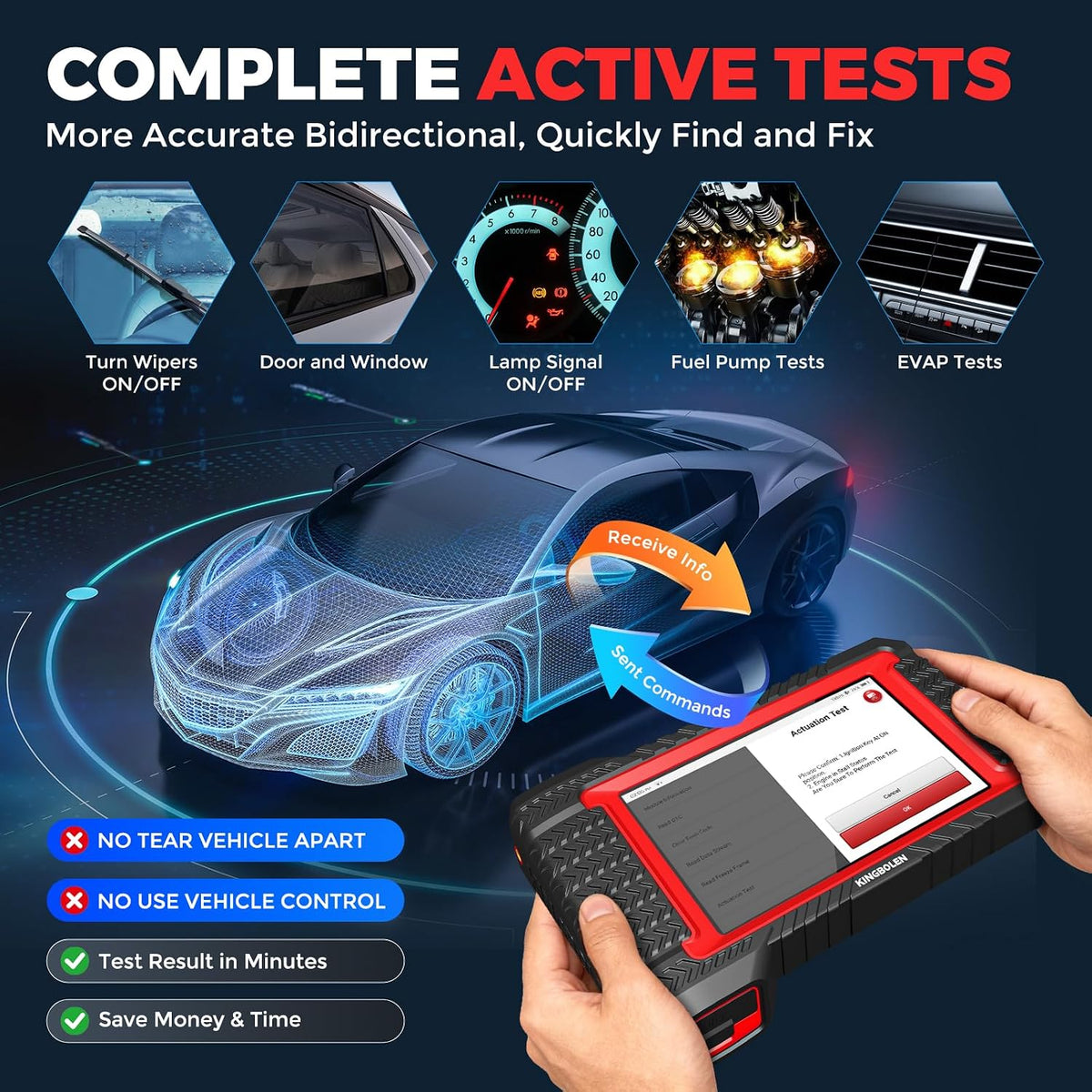 KINGBOLEN K7 Bidirectional Scan Tool 2026 OBD2 Scanner Bluetooth with Lifetime Free Updates, 31+ Resets, Component Matching, All System Diagnostic, CAN FD, FCA AutoAuth, Crankshaft Relearn