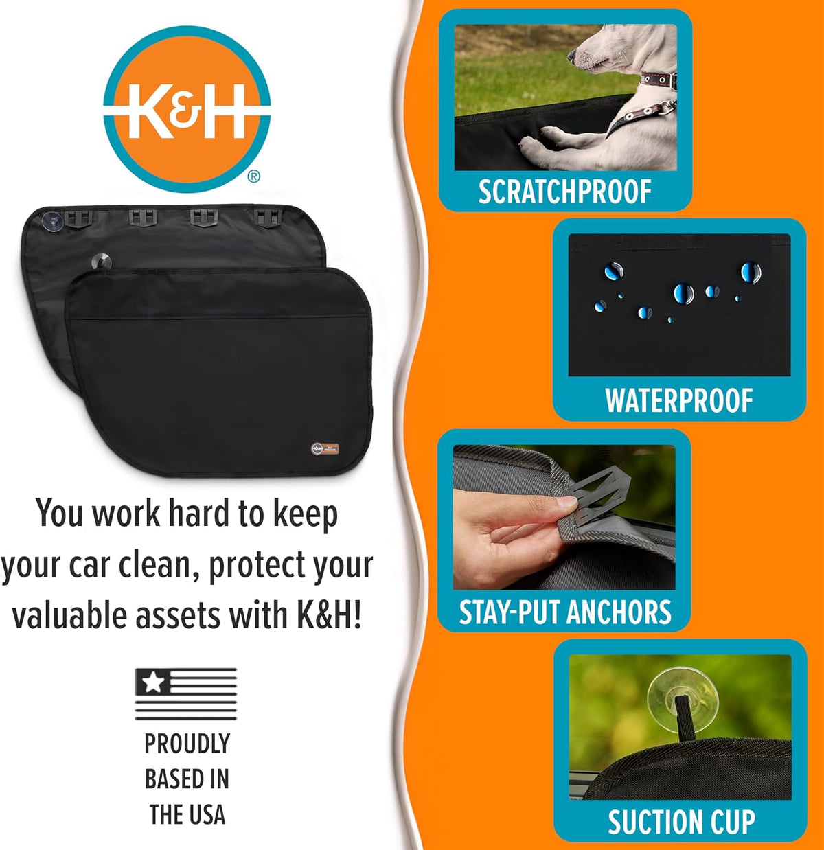 K&H Car Door Protector for Dogs, 2 Pack - 27x19in Black