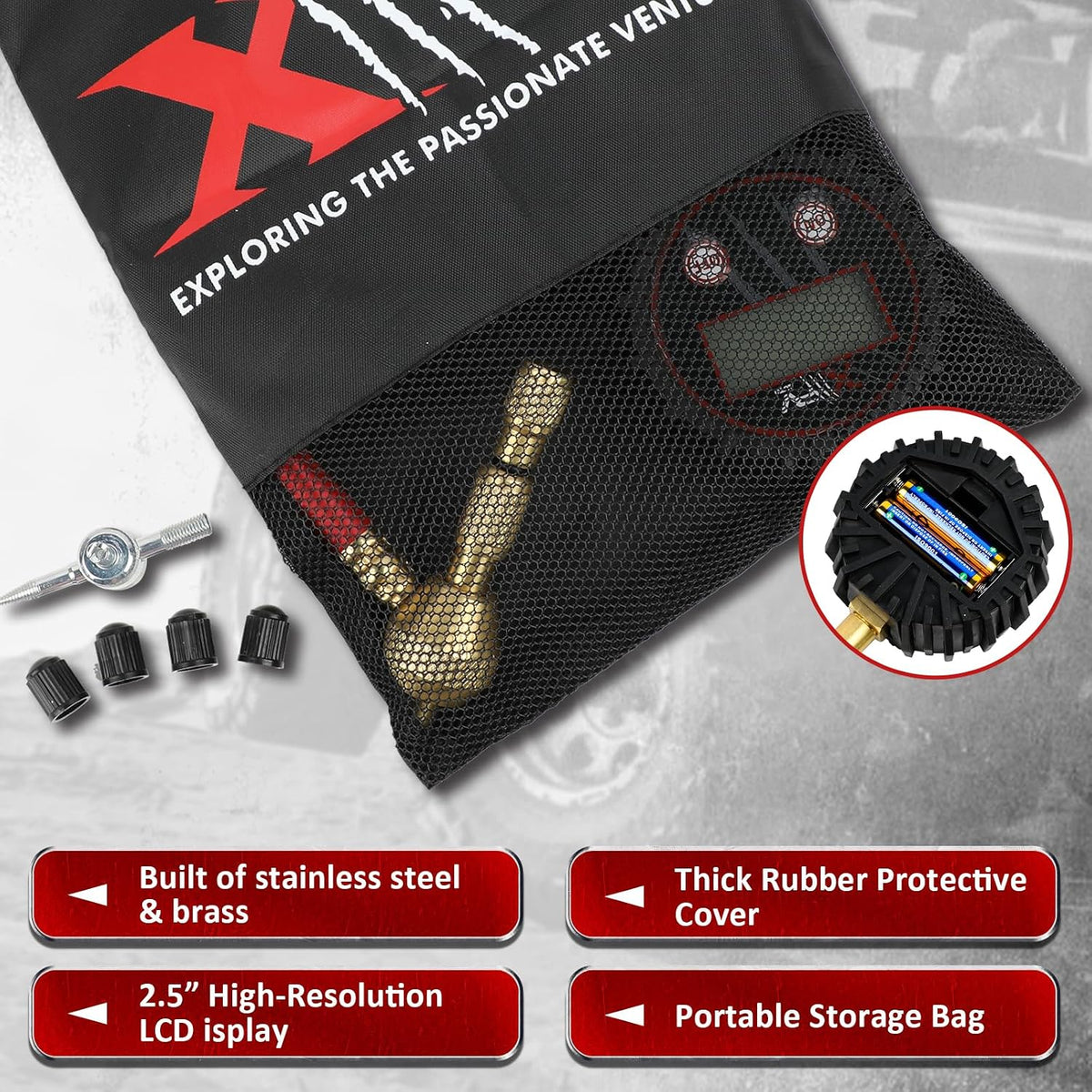 XPV AUTO Digital Tire Pressure Gauges 250 PSI - Professional