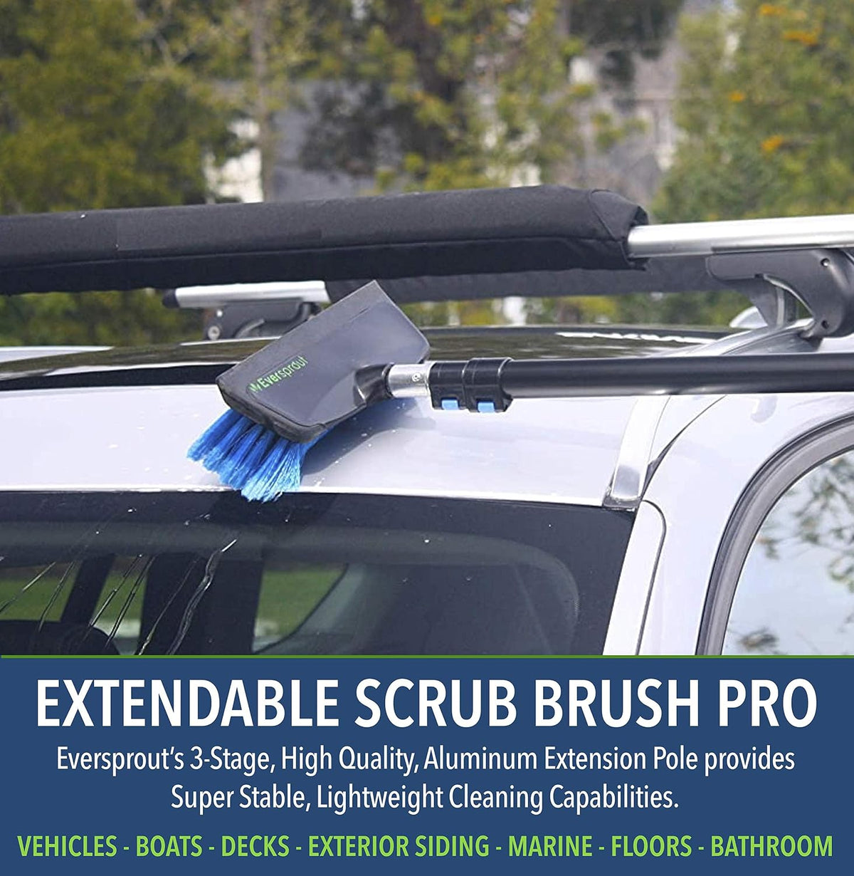 EVERSPROUT Scrub Brush, 1.5 to 3ft Pole, Rubber Bumper, No-Scratch