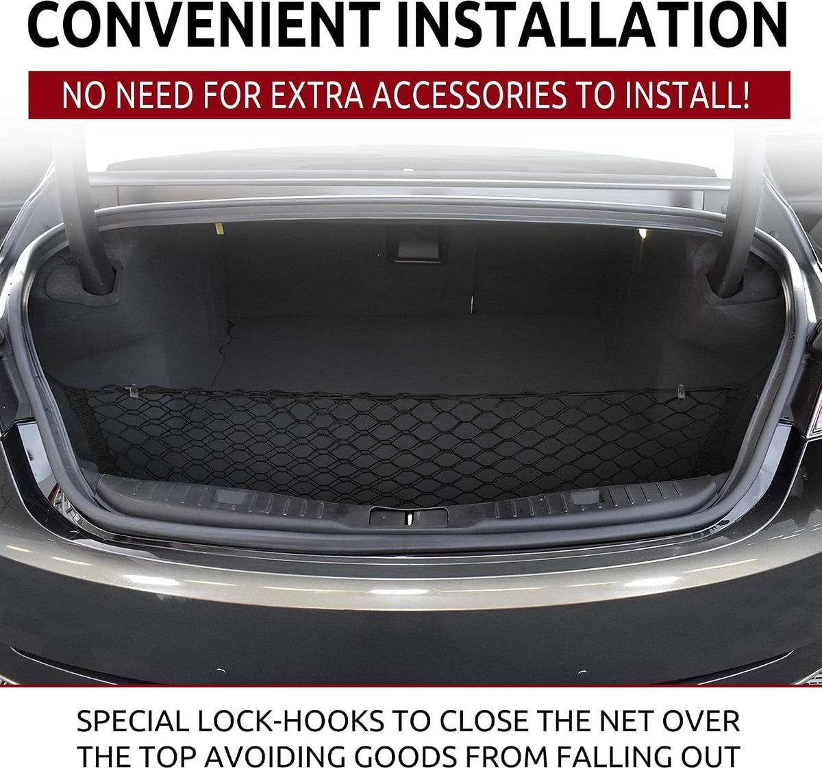 Envelope Style Trunk Mesh Cargo Net compatible with LINCOLN MKZ 2013 - 2020 - Car Accessories - Premium Trunk Organizers and Storage - Cargo Net for SUV - Vehicle Carrier Organizer for LINCOLN MKZ