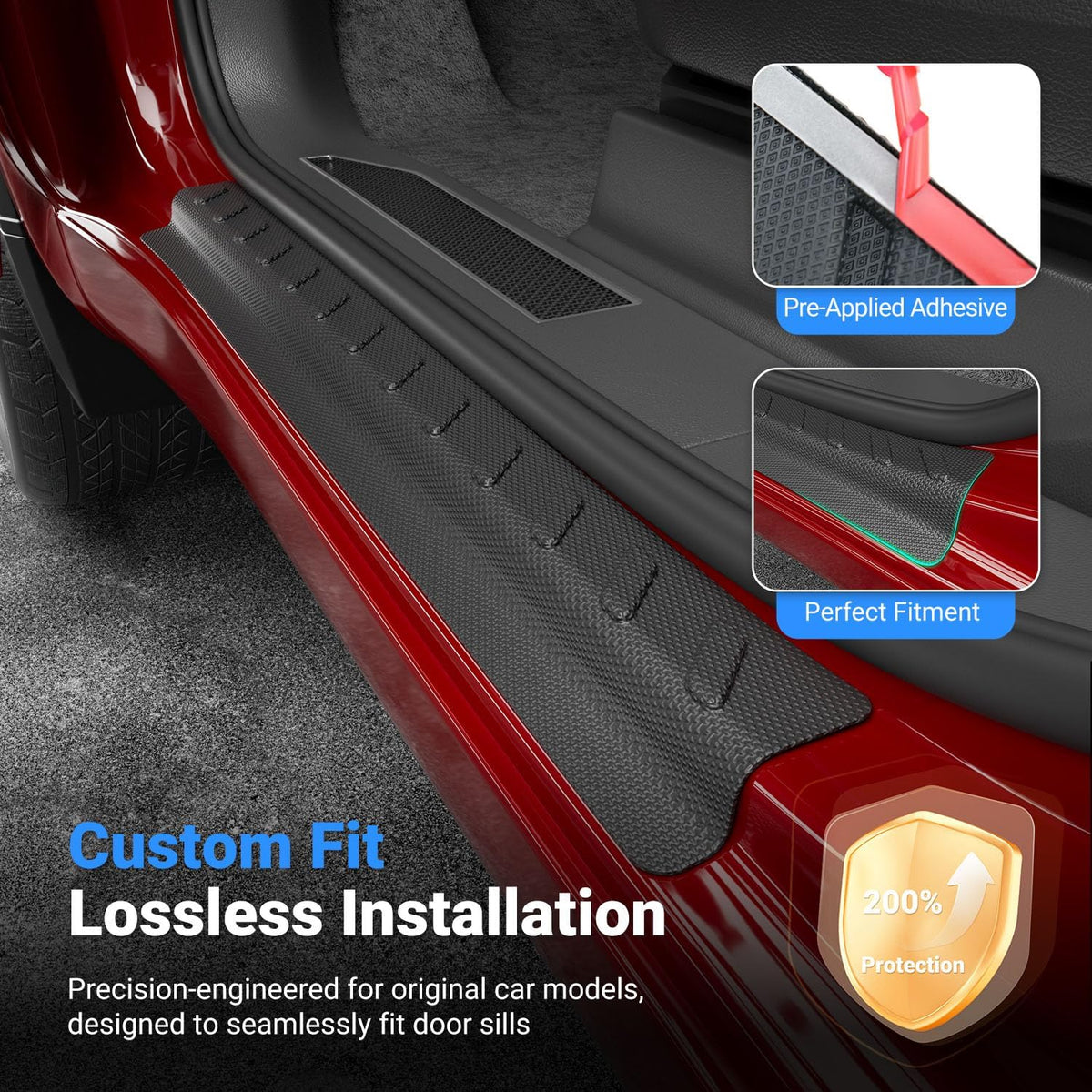 4PCS Door Sill Protector Compatible with 2019-2026 Chevy Silverado