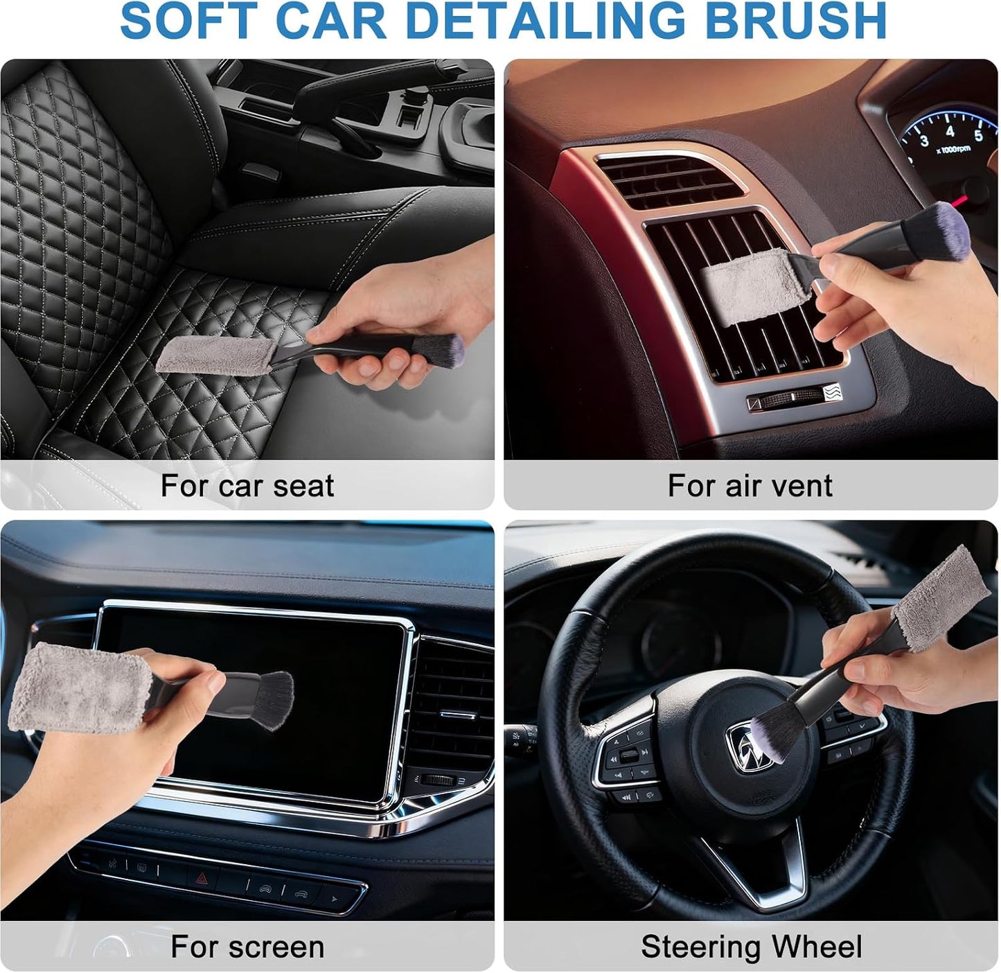 Car Detailing Brush Kit with Detail Brushes,Car Interior Detailing Brushe,Car Dust Brush,Cleaning Gel,Car Interior Cleaning Tool for Truck SUV Car Accessories