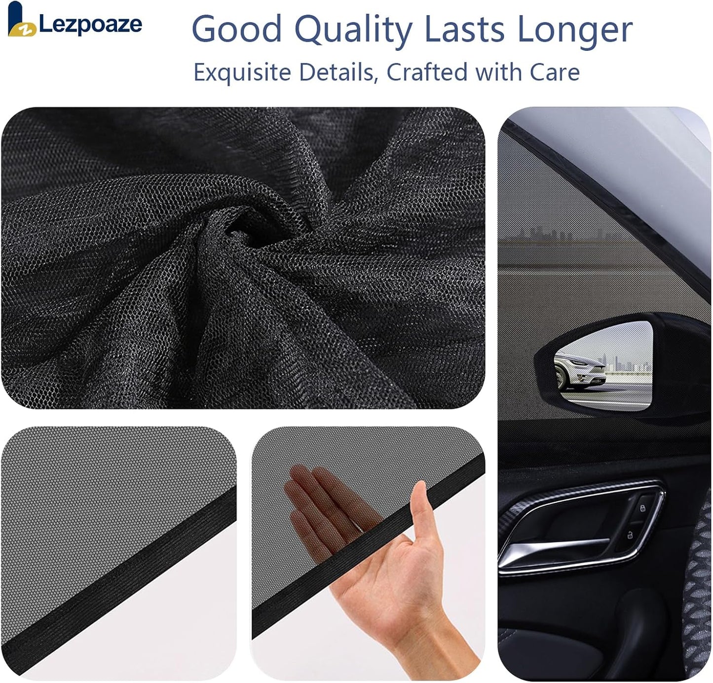 4-Pack Car Window Shades with Insect Screen, UV Blocking & Breathable Mesh, Universal Fit for 96% Cars, for Baby Kids Travel Camping, Heat Insulation & Privacy Protection