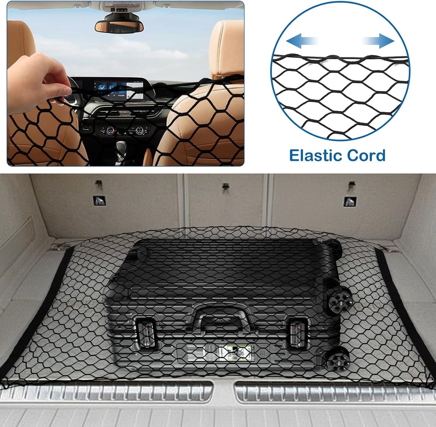 Dog Car Barrier Net Pet Car Divider Back Seat Barrier Net for Trucks, SUV, Full Sized Sedans Pet Restraint Car Backseat Divider Vehicle Gate Cargo Area Travel Trunk Mesh Net Screen Barricade