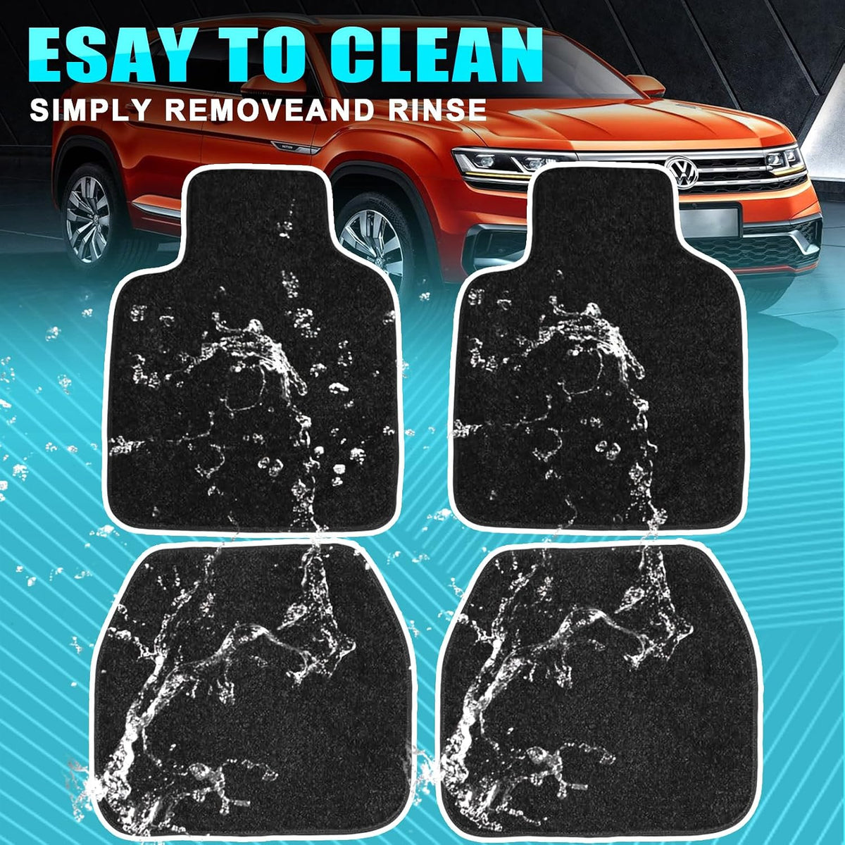 Starlight Floor Mats for Car, LED Car Mats, Starry Sky Design Luminous Carpet, Universal Fit Anti-Slip Waterproof Starlight Mats for Cars, SUVs, Trucks(USB Cable)
