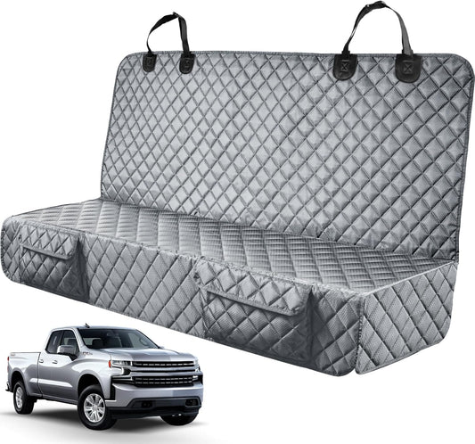 PETICON Dog Car Seat Covers for Truck Ford F150/Chevrolet Silverado 1500/Ram 1500/GMC Sierra 1500, Waterproof Pet Back Seat Cover for Trucks, Scratchproof Nonslip Durable Rear Seat Cover for Dogs
