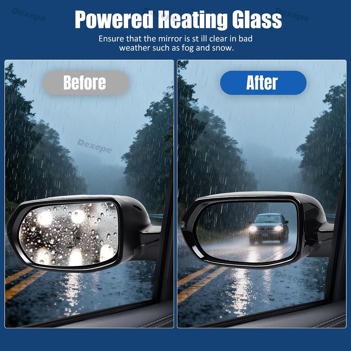 Driver Side Mirror Assembly Compatible with Honda CRV 2017-2022 With Heated, Blind Spot Monitor, Turn Signal, Power Adjustable Glass Black Replace 76258TLAA32 HO1320318 (9 Pin Left)