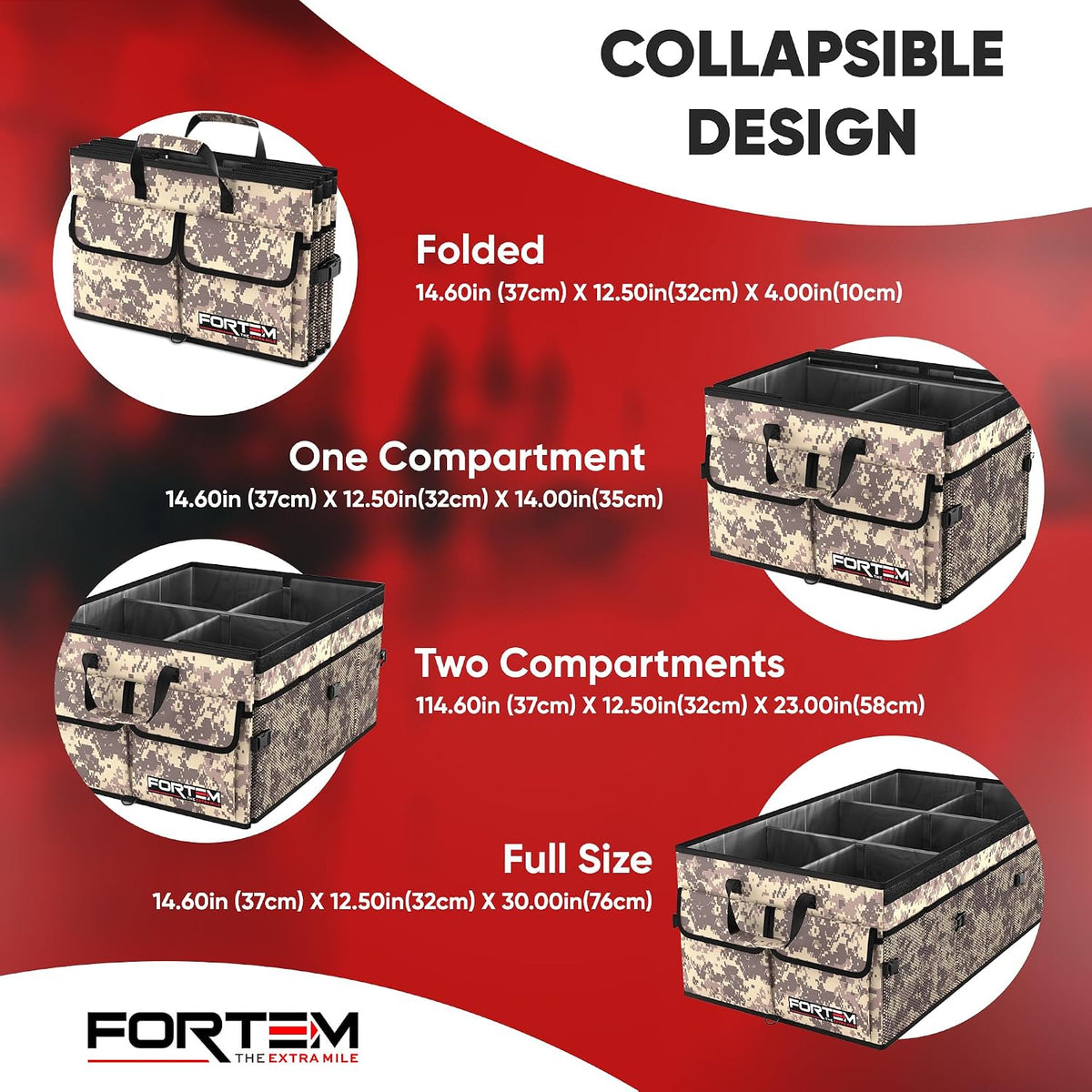 FORTEM Trunk Organizer - Foldable Car Organizer with Cooler for SUV, Trucks