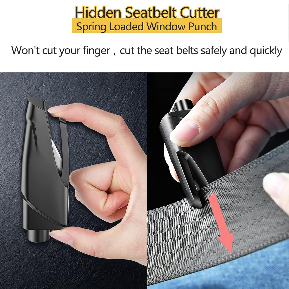 Spring Loaded Window Breaker, 3 in 1 Car Seatbelt Cutter and Glass Breaker Keychain Emergency Escape Tool Window Punch (Blue)