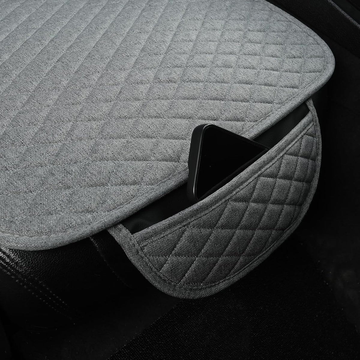 West Llama Linen Car Seat Covers,Bottom Seat Covers for Cars Include 1 Pair Front Driver Seat Pad Mat and 1 Rear Bench Cover Universal Fits 90% Vehicles,SUVs,Cars,Sedans(3Piece-Gray)
