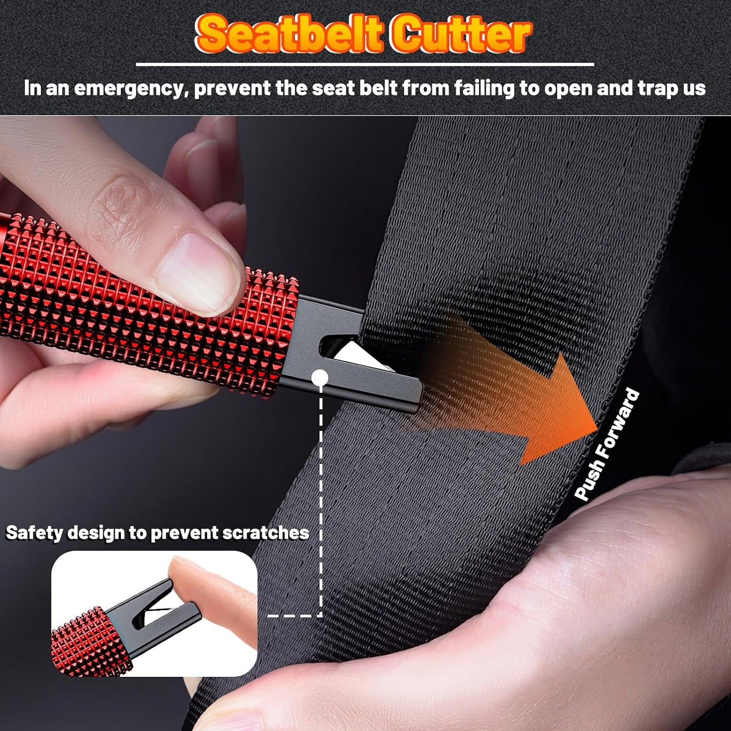 smosun Safehammer - Upgraded Safe Hammer Glass Breaker Under Water, Car Hammer Seatbelt Cutter Window Breaker Emergency Escape Tool, Safehammer Glass Breaker for New Cars (3PCS Red & Black & Silver)
