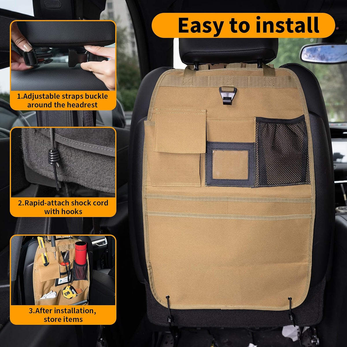 Back Seat Car Organizer with Car Storage Bags, Universal Car Organizers and Storage Truck Organizer(Brown)