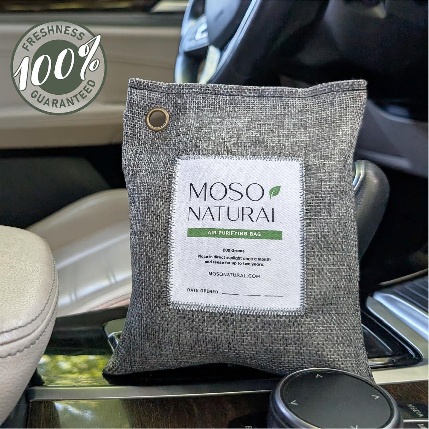 Moso Natural Air Purifying Bag 200g, Charcoal Odor Absorber, Car Odor Eliminator & Closet Deodorizer for Home & Pet, Lasts 2 Years, Unscented Bamboo Charcoal Bags, HGTV Editors' Pick