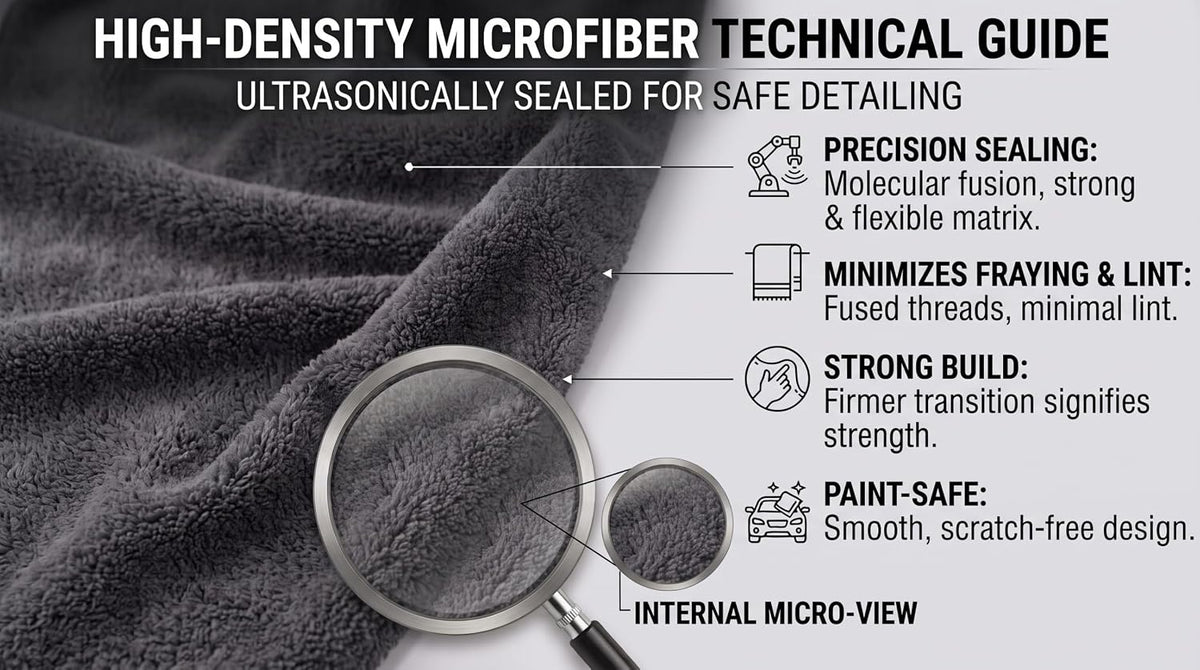 Premium Edgeless Microfiber Cleaning Cloths - 550GSM Short Pile, Lint-Free Coral Fleece 80/20 Blend, Scratch-Free Rags for Auto Detailing - 16x16 in, 6 Pack