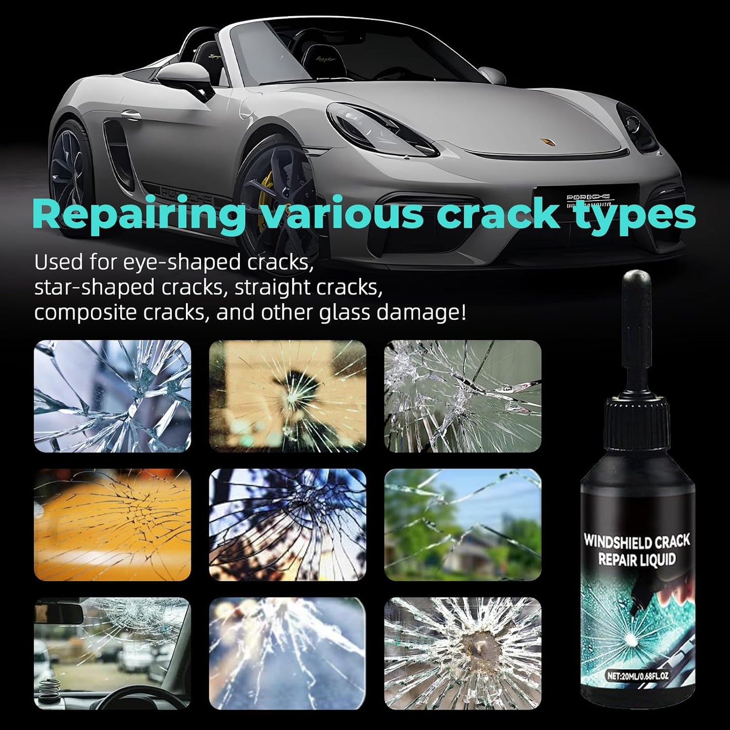DEZEU 2026 Windshield Crack Repair Kit,Upgraded 2 Bottles Windshield Chip Repair Kit,5MinQuick-Glass Repair Liquid,Long-Lasting for Windshields, Windows, Mirrors,All Crack Types 0.68 FL OZ.