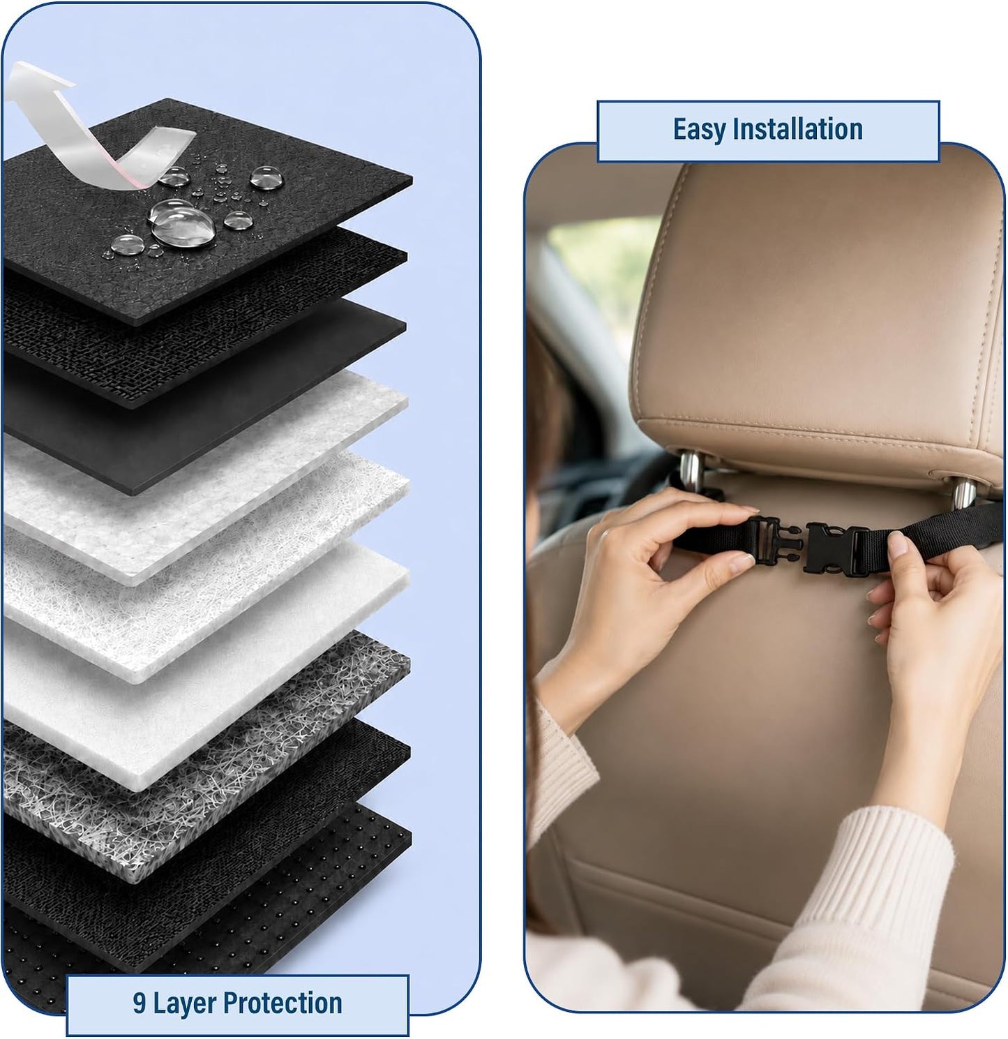 Autobase Car Seat Protector for Child Car Seat | Largest and Thickest Waterproof Backseat Protector for Kids and Pets | Heavy-Duty Non-Slip Rubber Padded Backing (Black, XL – 1 Pack)
