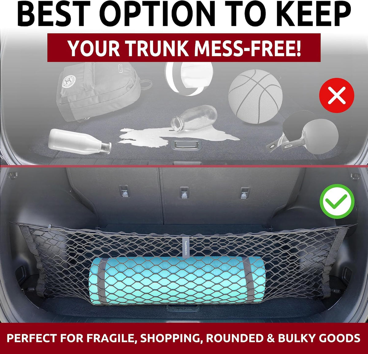 Envelope Style Elastic Trunk mesh Cargo net for kia sportage 2017-2026 - Premium Trunk Organizers and Storage - Luggage net for Crossover kia sportage