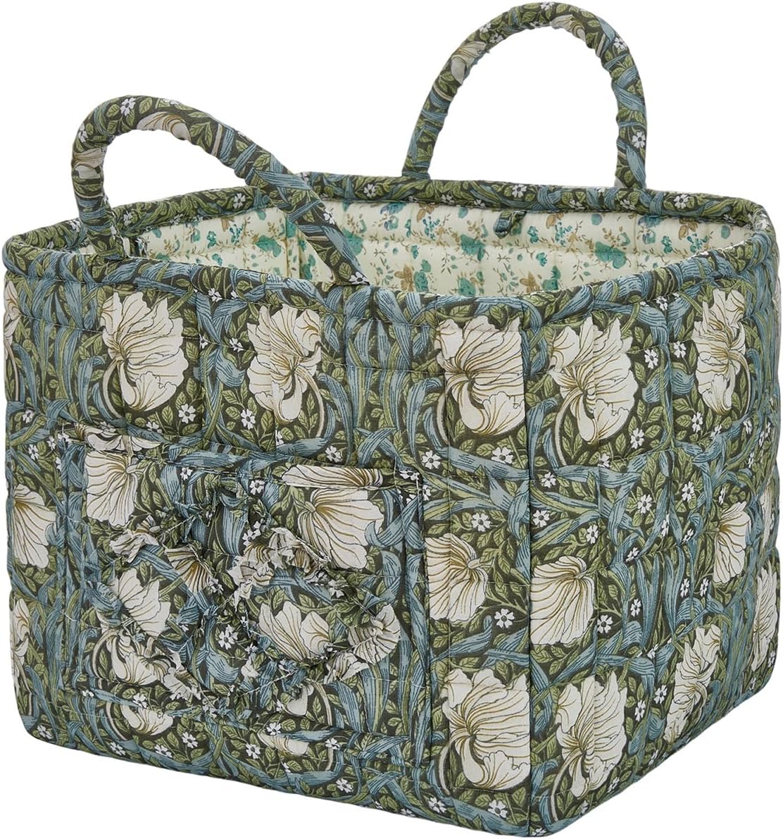 Car Storage Basket for Back Seat, Aesthetic Fabric Storage Basket for Clothes, Diapers & Toys, Multi-Purpose Quilted Basket - Boho Organizer Tote for Home, Travel & Picnic (E)