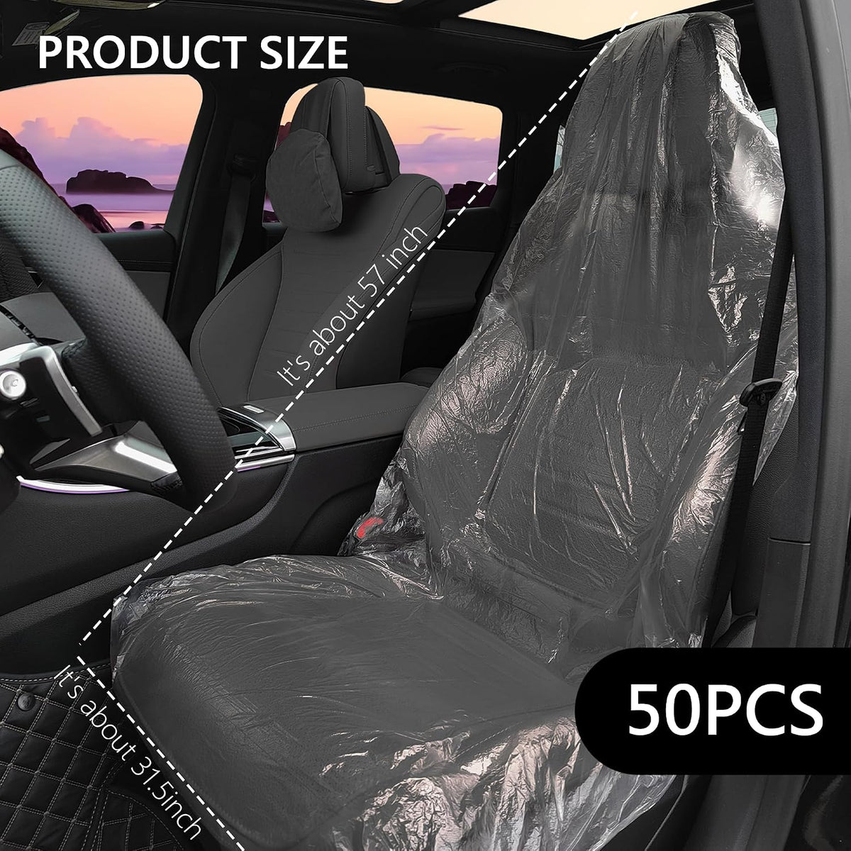 50PCS Disposable Car Seat Covers Provide Temporary Protection,Plastic Seat Covers for Cars Keep Car Interior Tidy,Universal Car Accessories & Car Seat Protector for Most Cars