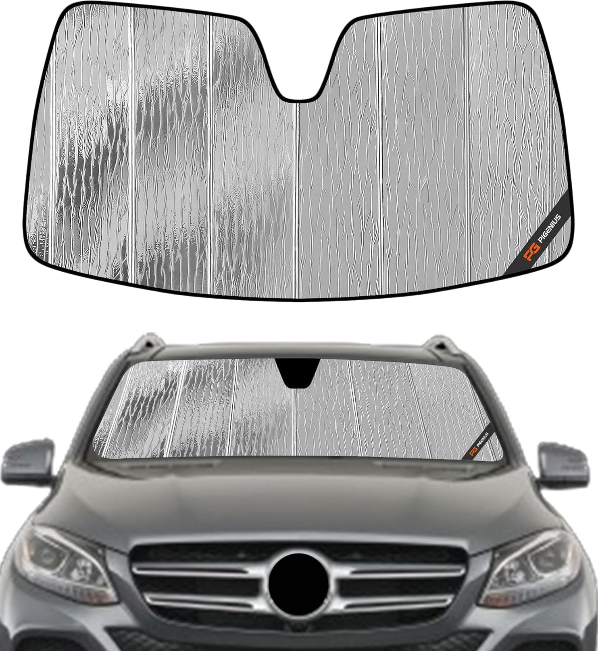 Pigenius Windshield Sunshade for Mercedes-Benz GLE SUV 2016-2019, GLS SUV 2017-2019 Front Window Shade - AstraGuard